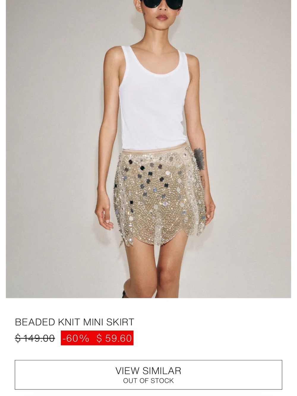 Zara knit beaded mini skirt S/M